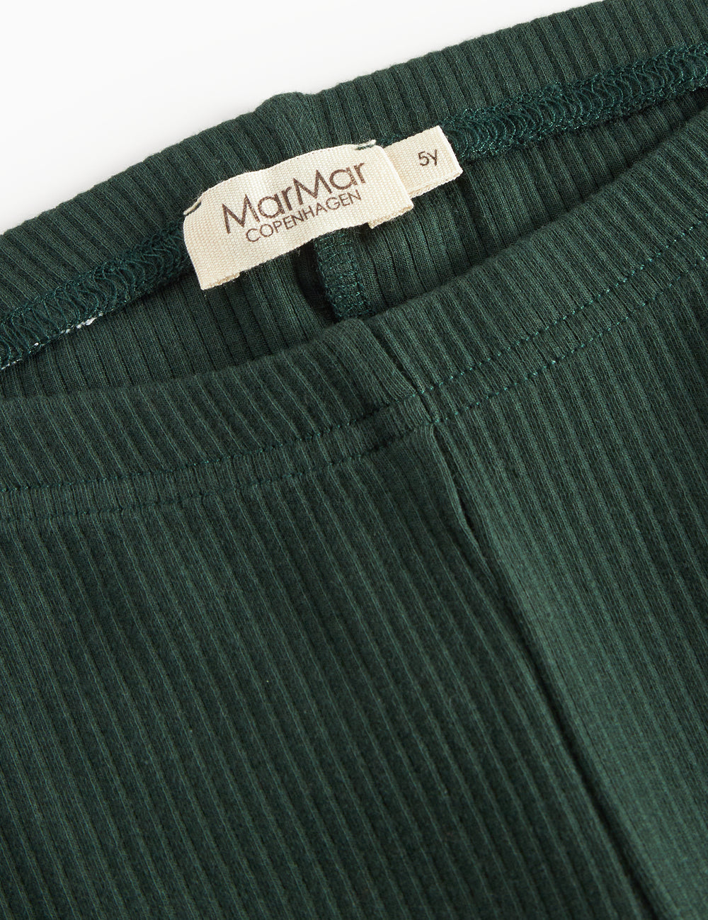 Grøne ribstrikkede leggings til børn