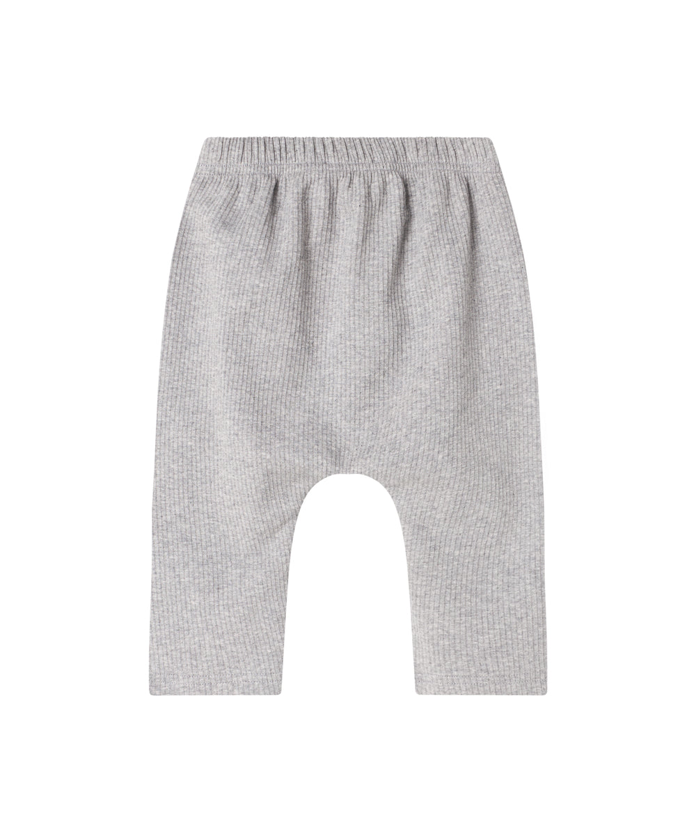 Lysegrå ribbede bukser med snøre i taljen til baby