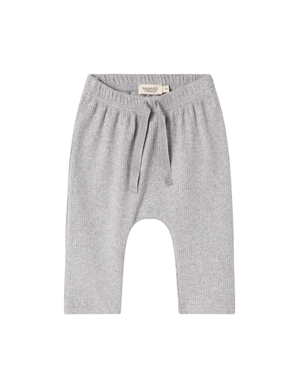 Lysegrå ribbede bukser med snøre i taljen til baby