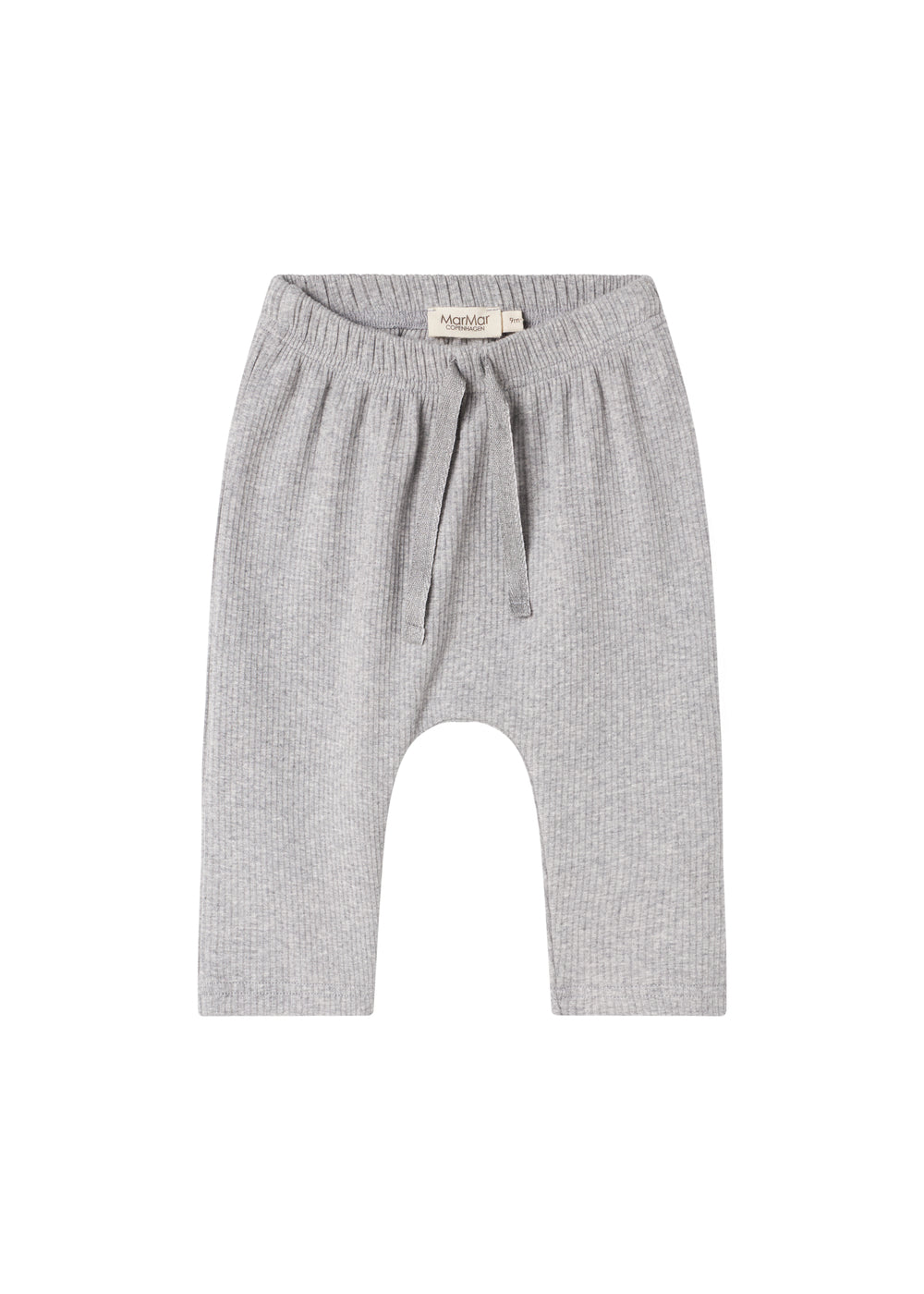 Lysegrå ribbede bukser med snøre i taljen til baby