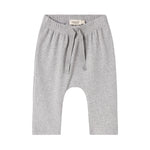 Lysegrå ribbede bukser med snøre i taljen til baby