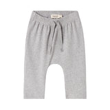Lysegrå ribbede bukser med snøre i taljen til baby