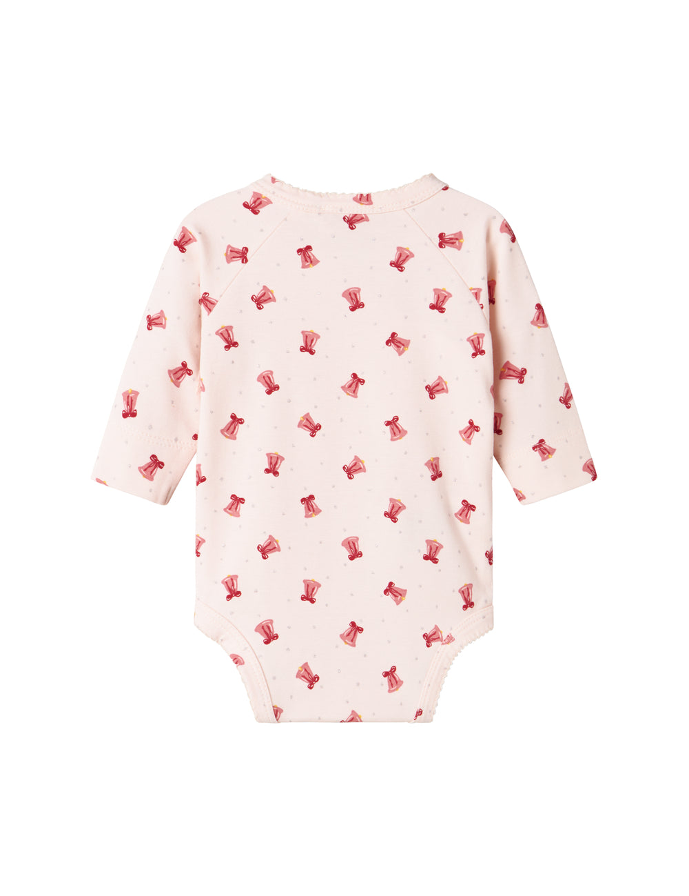 Slå-om body med rødt juleklokkeprint til baby