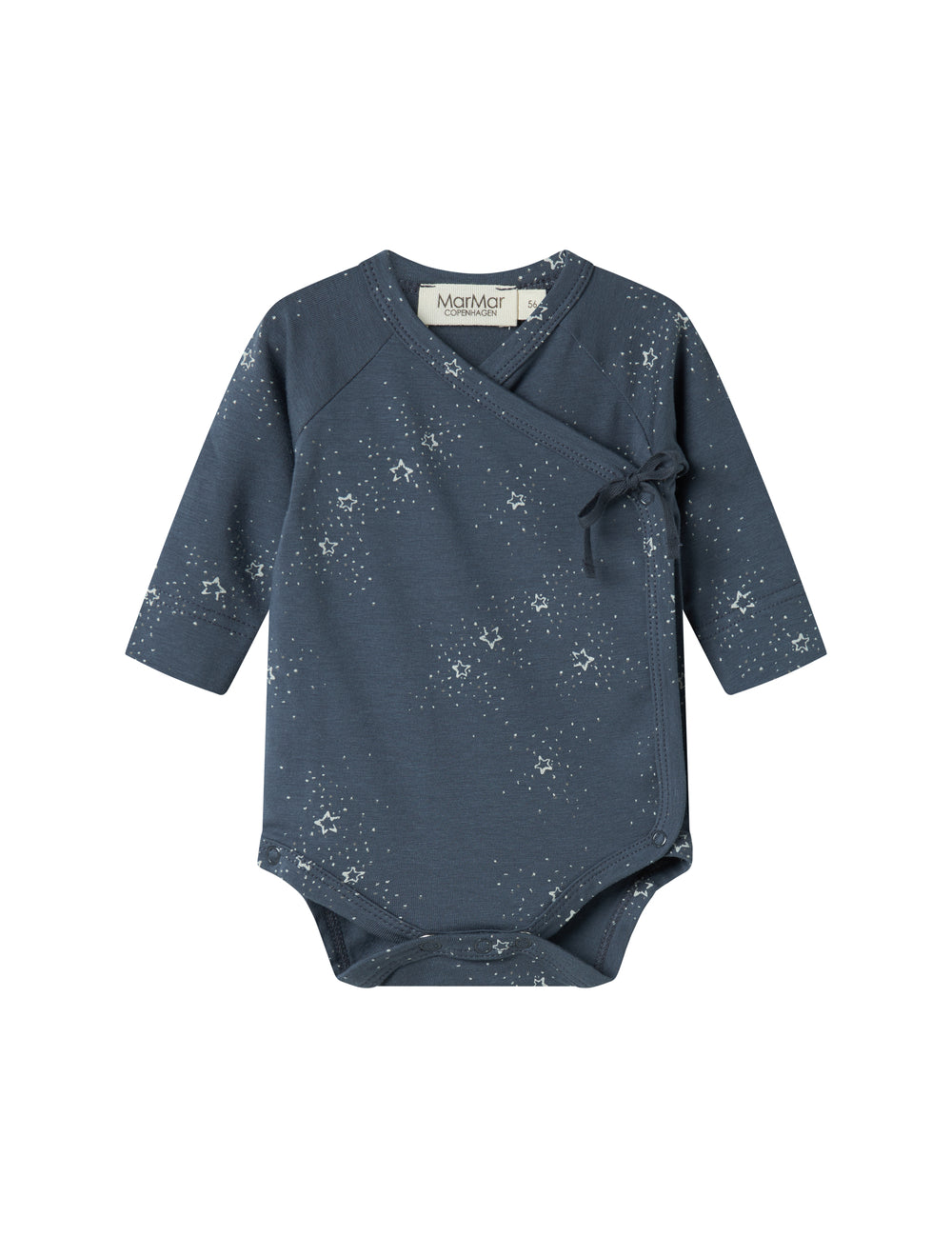 Dark blue wrap bodystocking with star print for baby