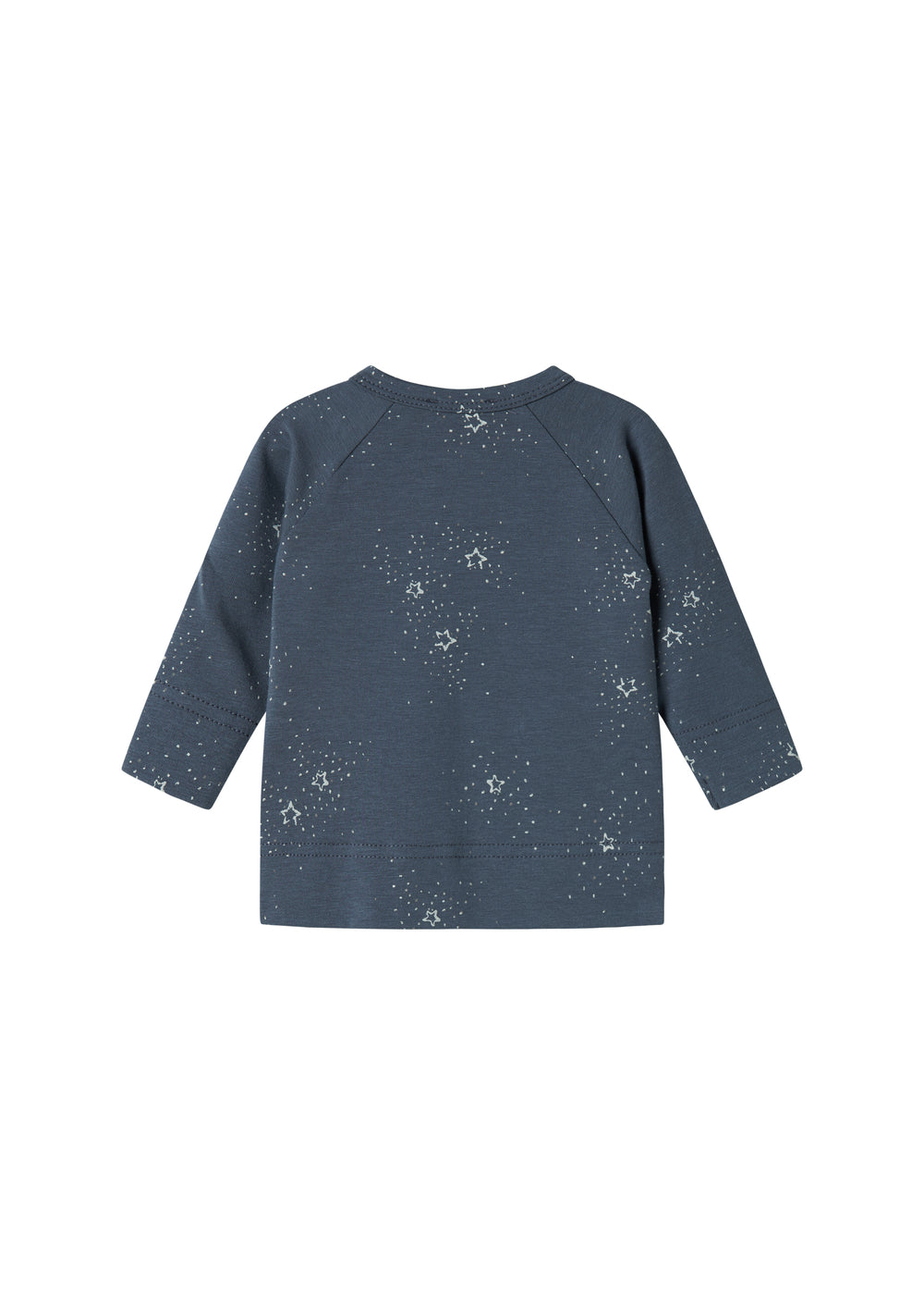 Mørkeblå slå-om bluse med stjerneprint til nyfødt
