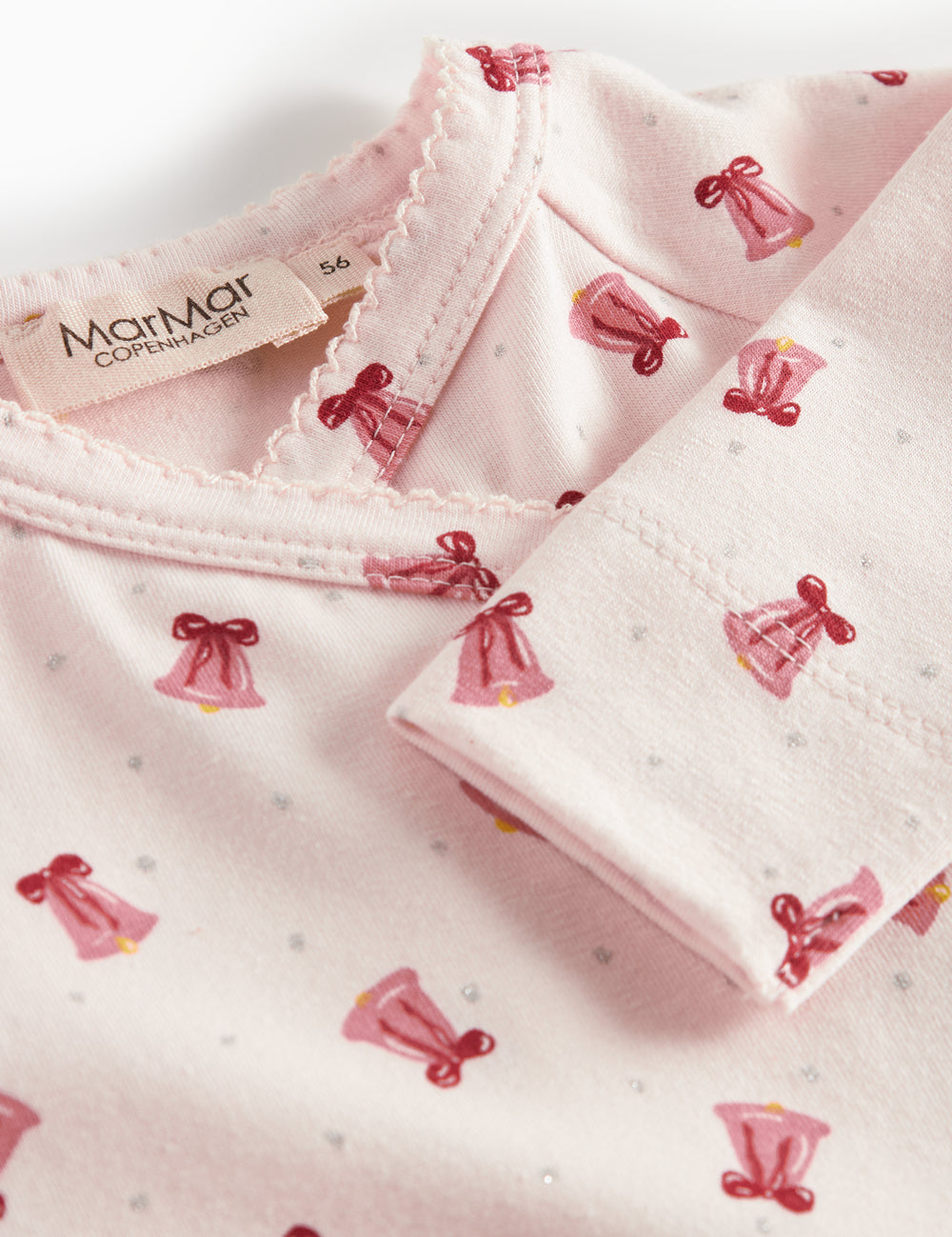 onesie with red Christmas bell print for newborn