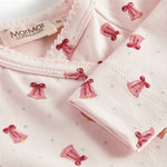 heldragt med rødt juleklokkeprint til nyfødt