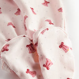 heldragt med rødt juleklokkeprint og futter til nyfødt