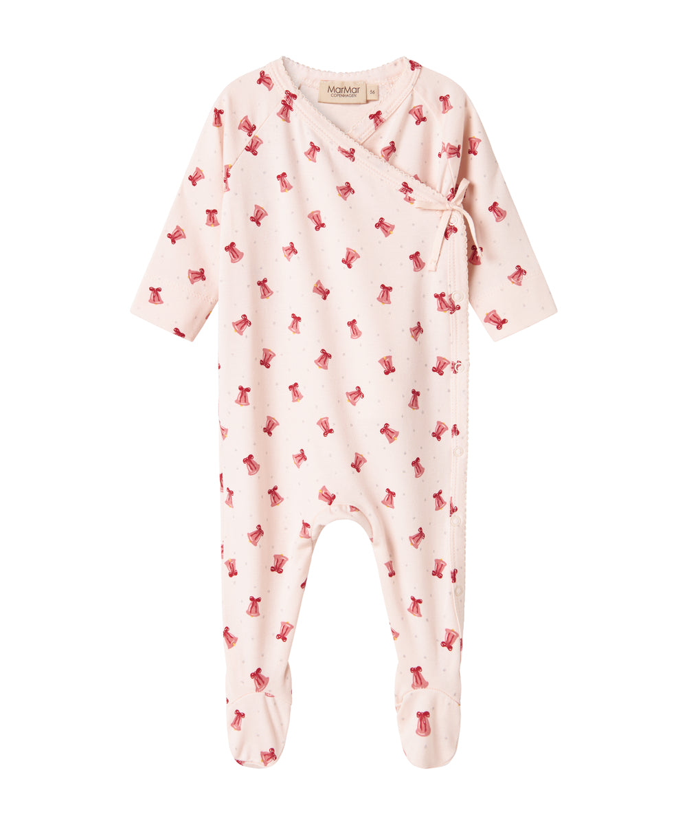 heldragt med rødt juleklokkeprint til nyfødt