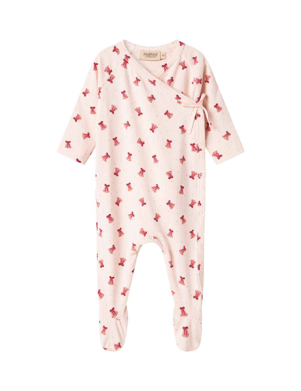 onesie with red Christmas bell print for newborn