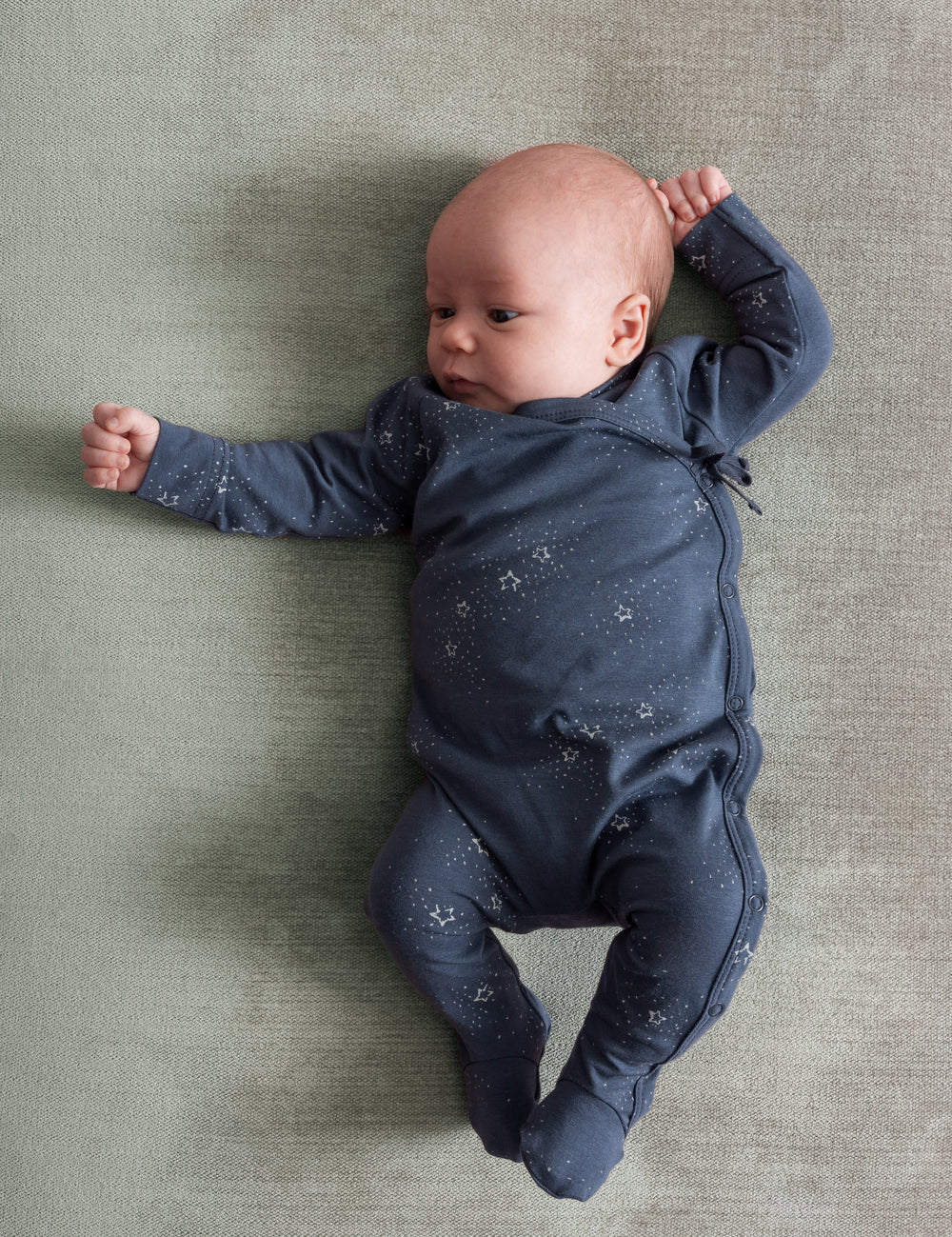 Baby in Dark Blue Jumpsuit with Star Print for Newborn