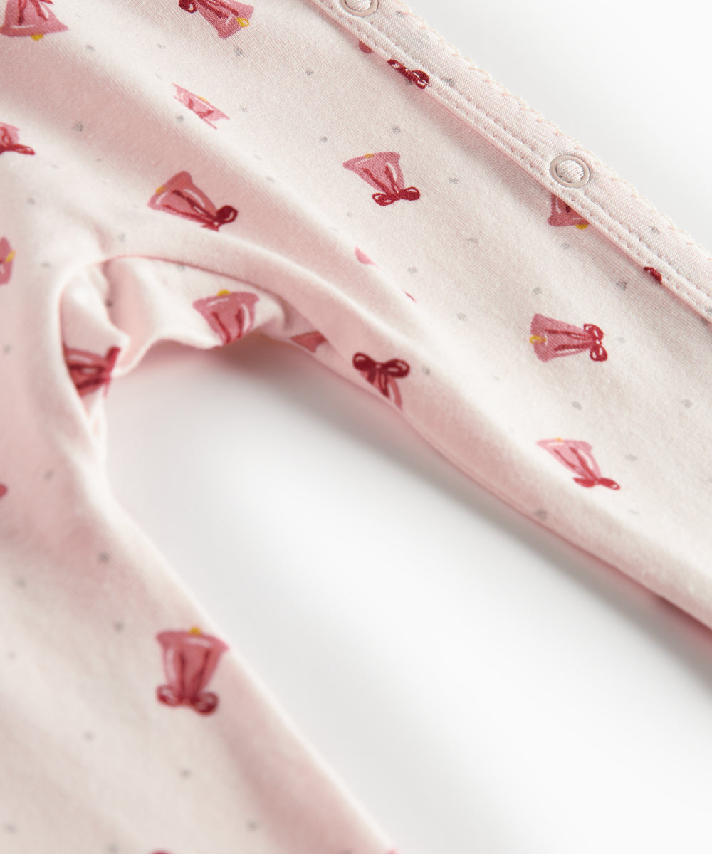 Heldragt med slå-om lukning og juleklokke mønster til baby