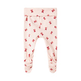 Babybukser med rødt juleklokkeprint og fødder