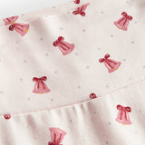 Babybukser med rødt juleklokkeprint og fødder