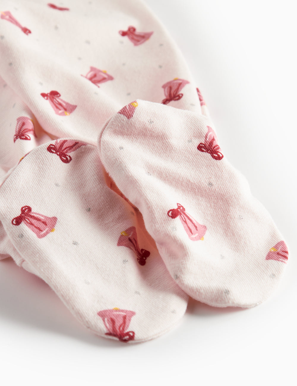 Baby pants with red Christmas bell print and feet