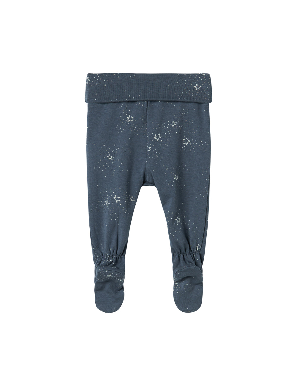 Mørkeblå babybukser med fødder og stjerneprint