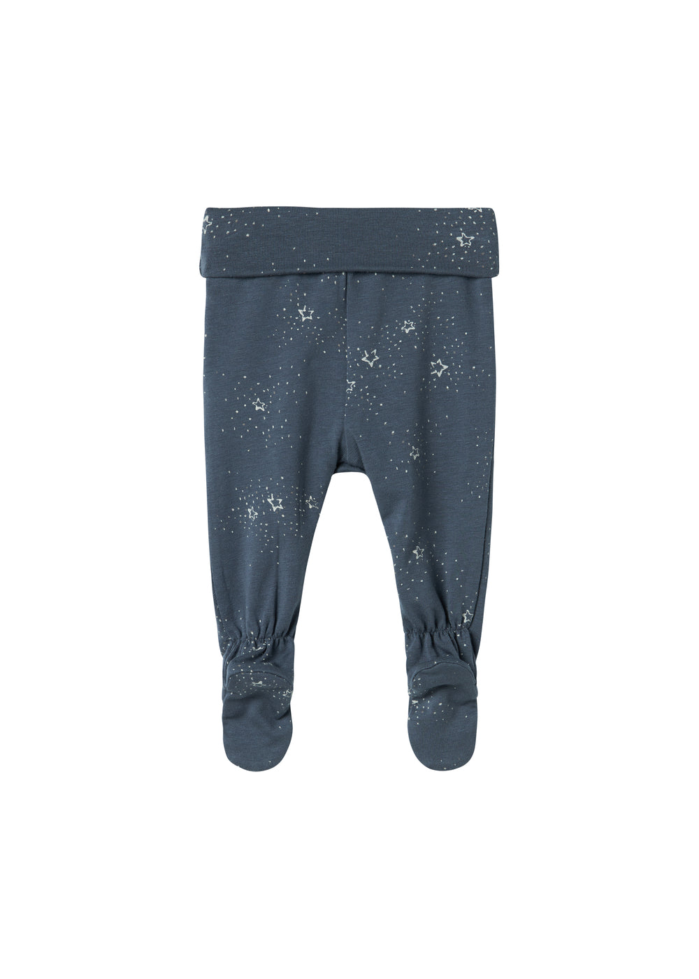 Mørkeblå babybukser med fødder og stjerneprint