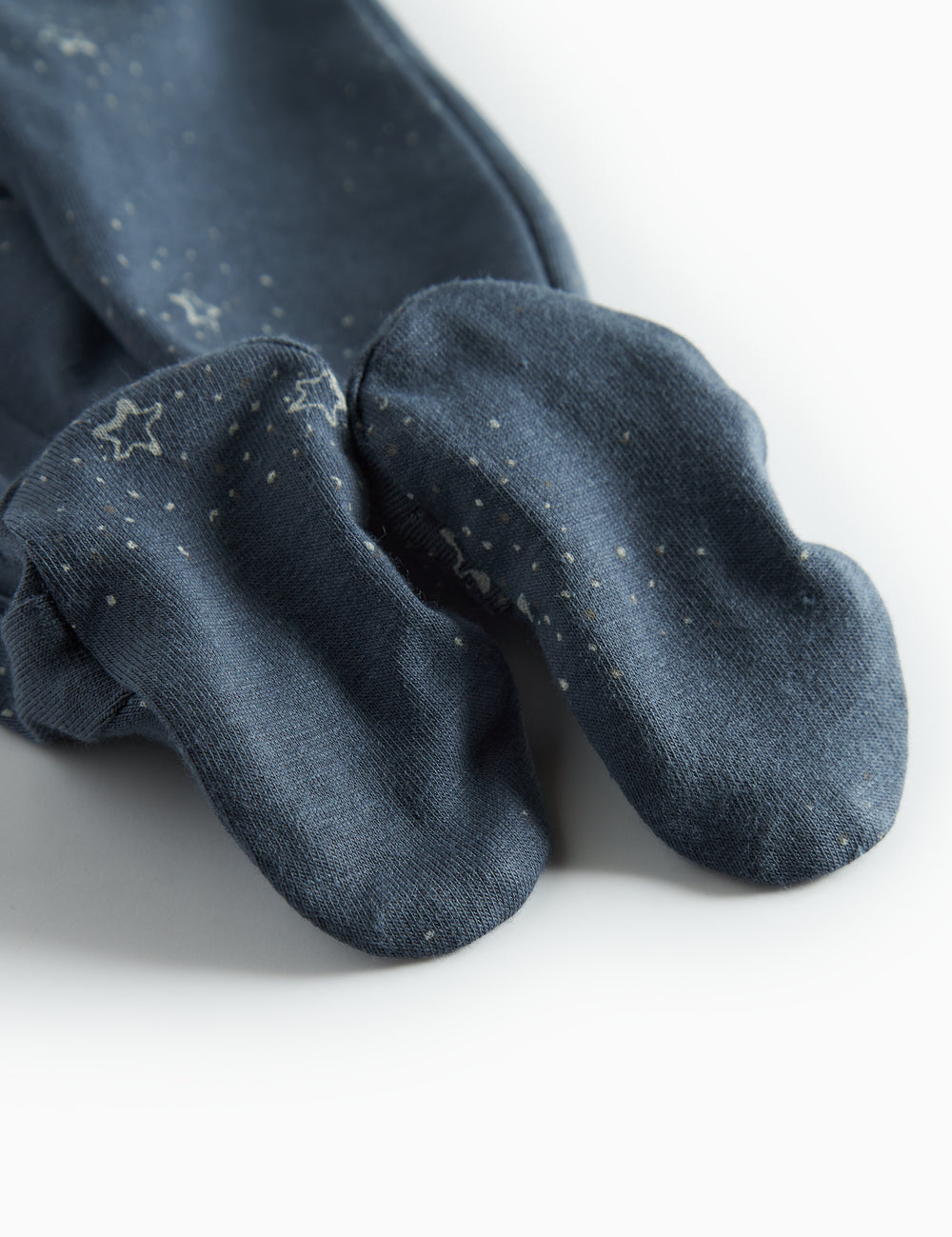 Dark blue baby pants with feet and star print