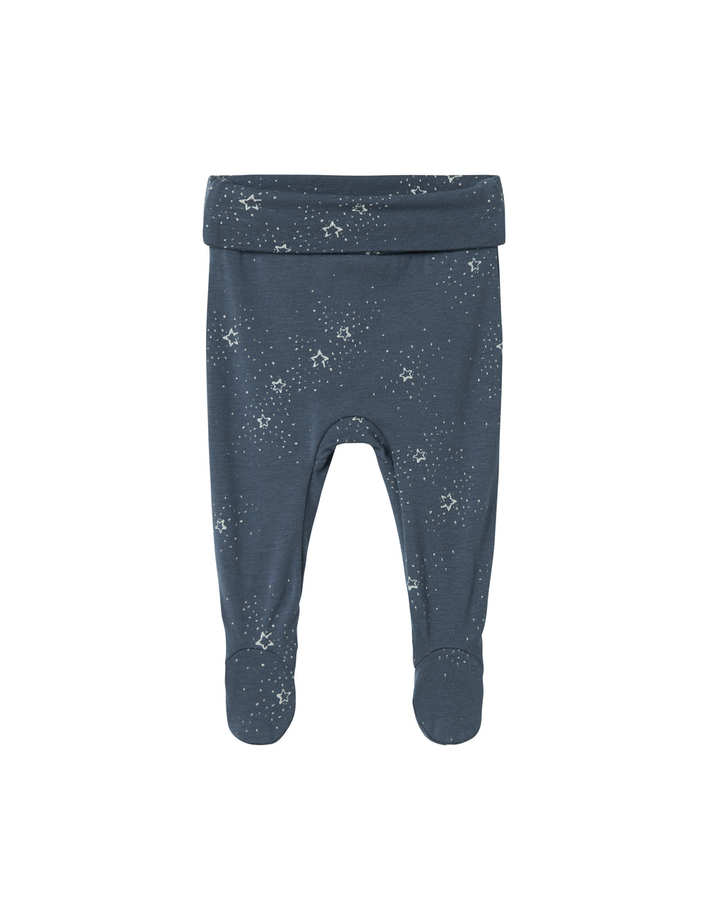 Dark blue baby pants with feet and star print