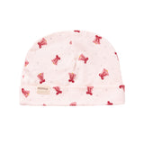 Cremefarvet hue med røde juleklokker til nyfødt