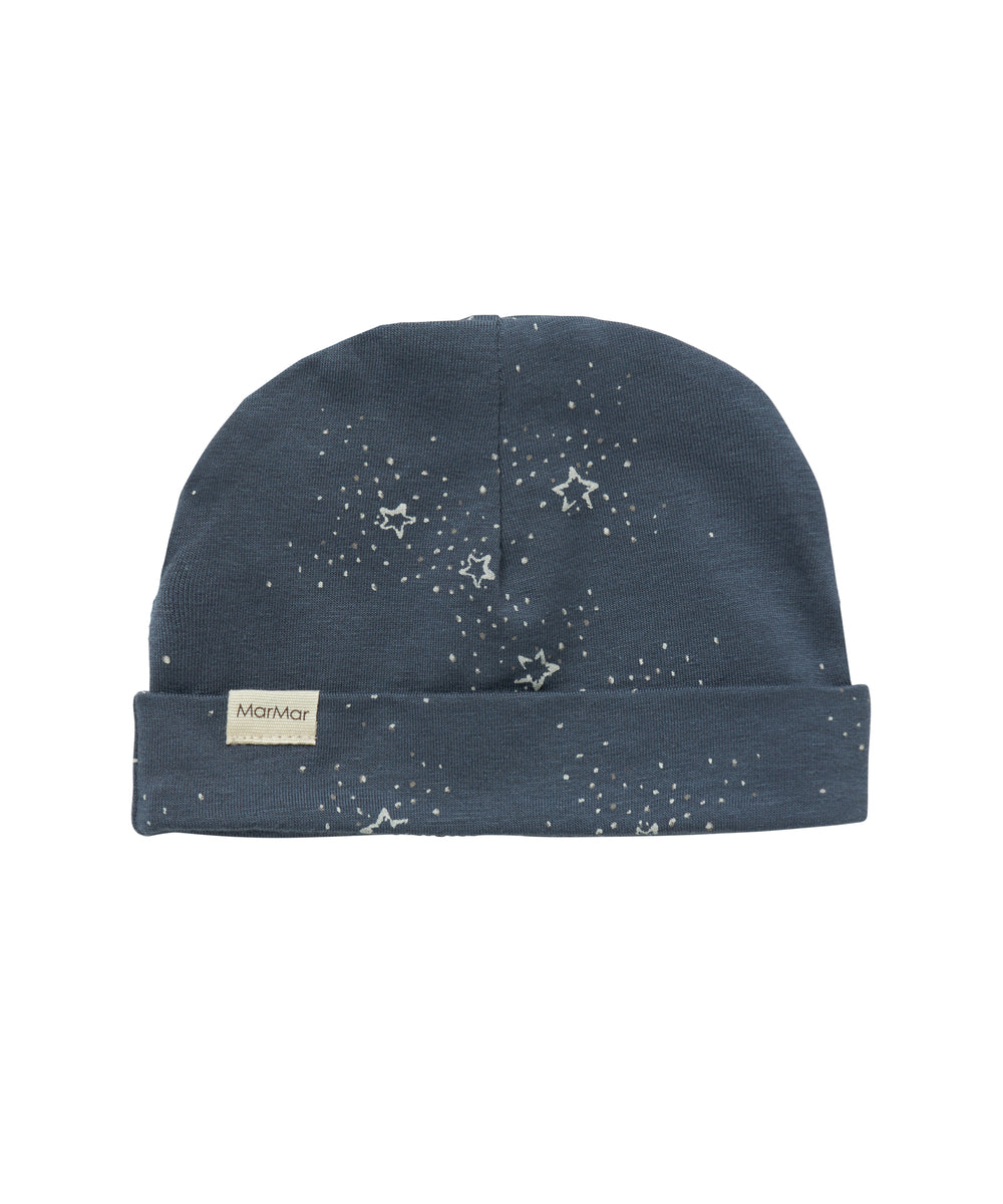 Mørkeblå hue med stjerneprint til nyfødt