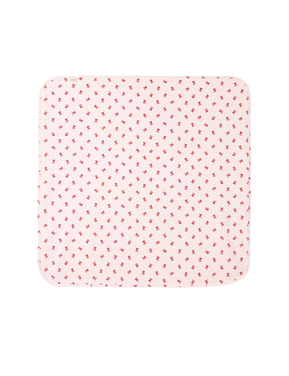 Cremefarvet babytæppe med røde juleklokker