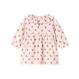 Cremefarvet kjole med røde juleklokker til baby