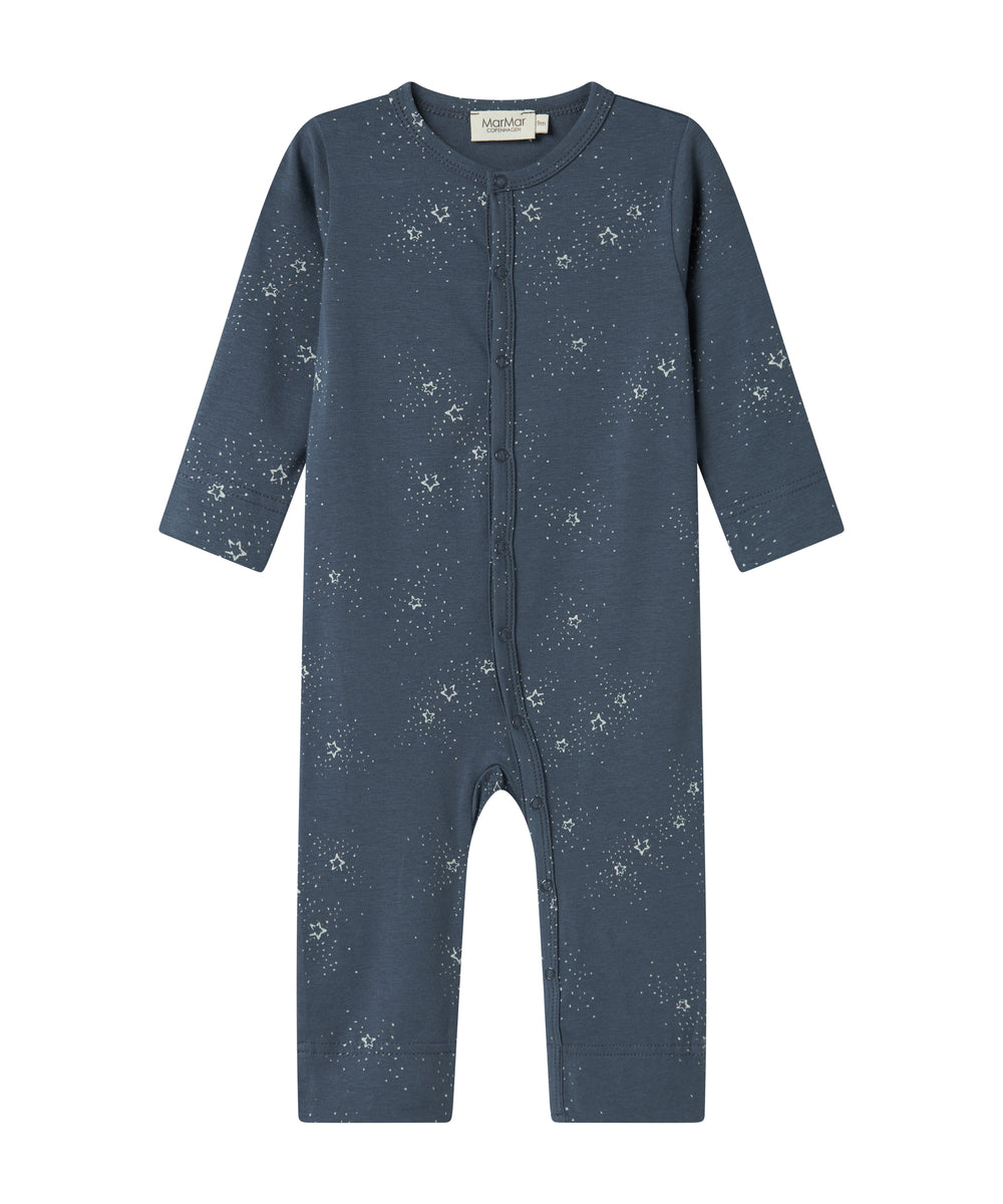 Mørkeblå baby heldragt med stjerneprint til