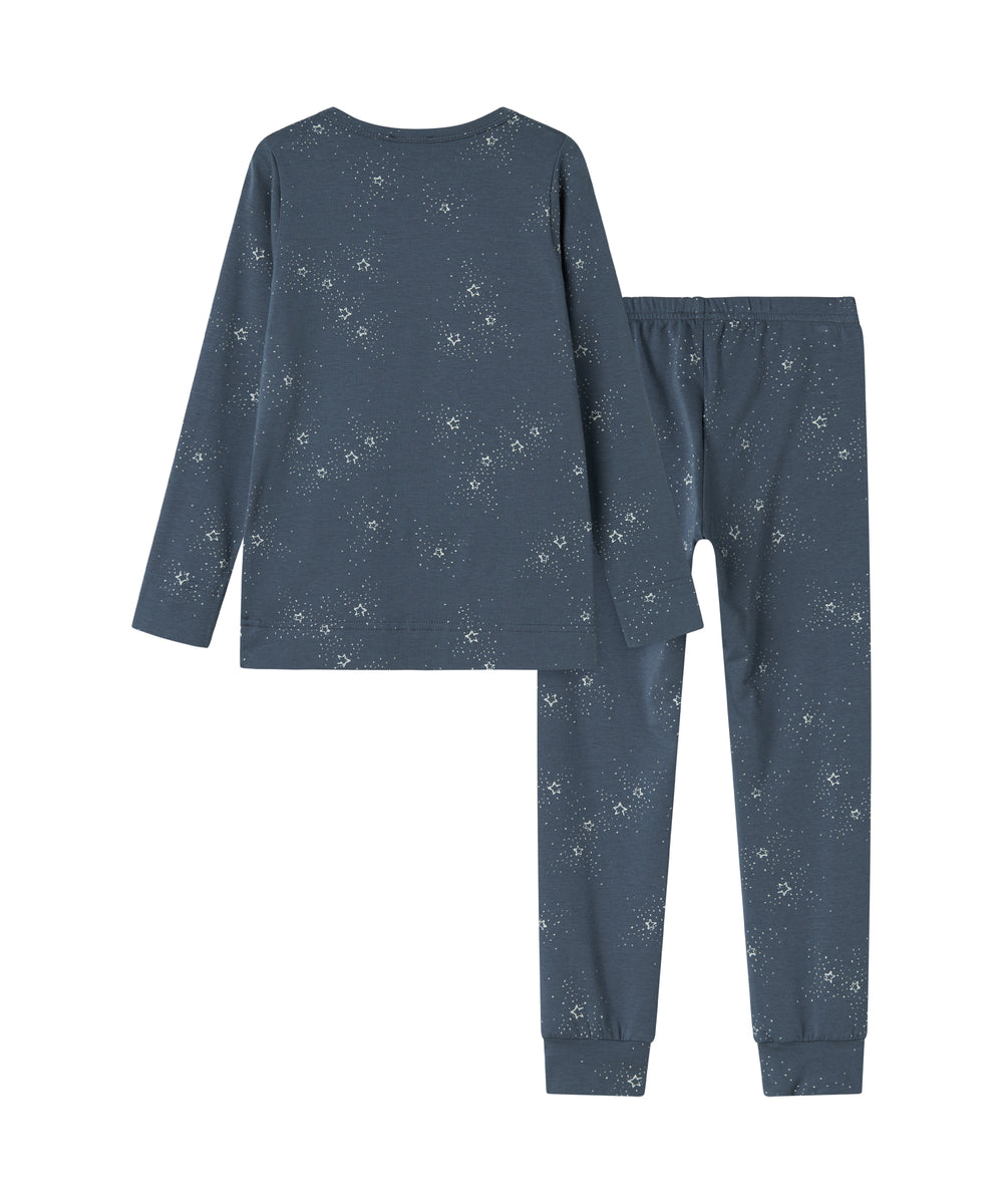 Mørkeblåt pyjamasæt med stjerneprint til børn