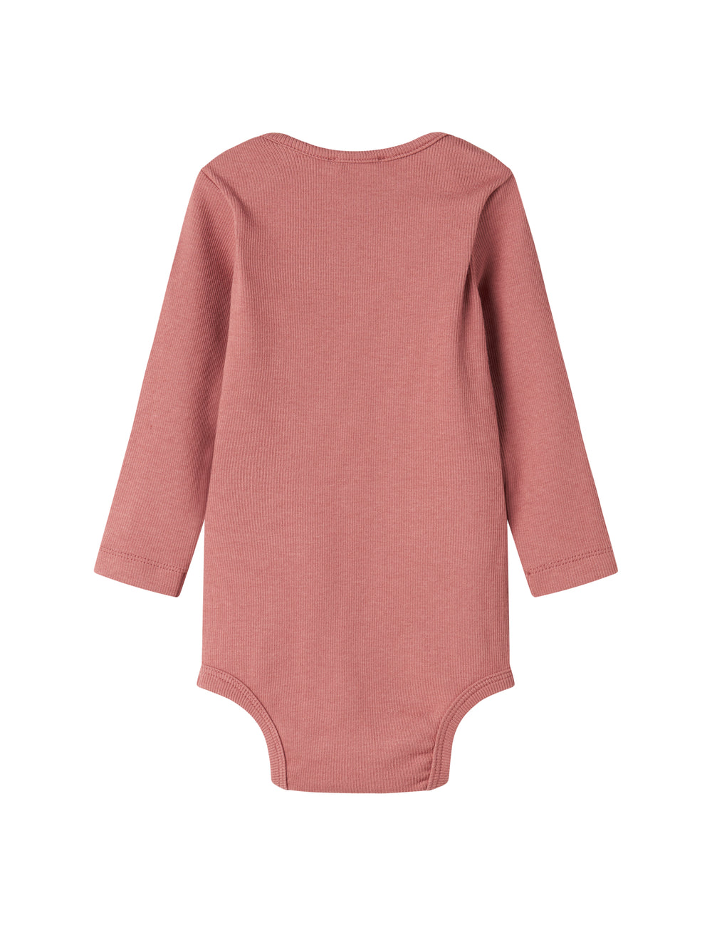 Støvet rosa ribstrikket body med lange ærmer til baby