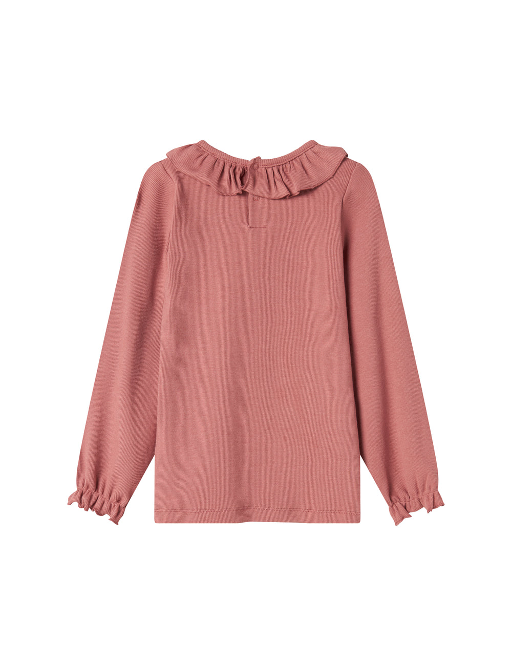 Støvet rosa bluse med flæsekrave og lange ærmer til børn