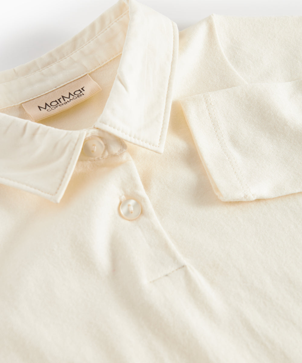 Creme hvid bodystocking med krave og lange ærmer til baby