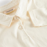 Creme hvid bodystocking med krave og lange ærmer til baby