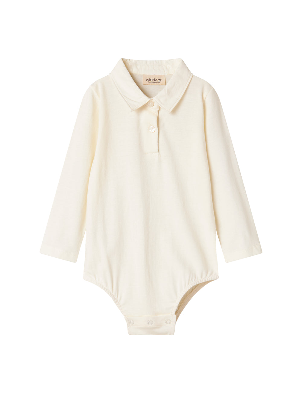 Creme hvid bodystocking med krave og lange ærmer til baby