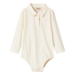 Creme hvid bodystocking med krave og lange ærmer til baby