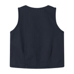 Mørkeblå vest med knapper og lommer til børn