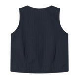 Mørkeblå vest med knapper og lommer til børn