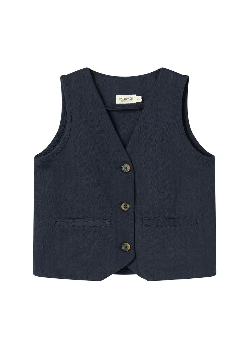 Mørkeblå vest med knapper og lommer til børn