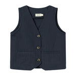 Mørkeblå vest med knapper og lommer til børn