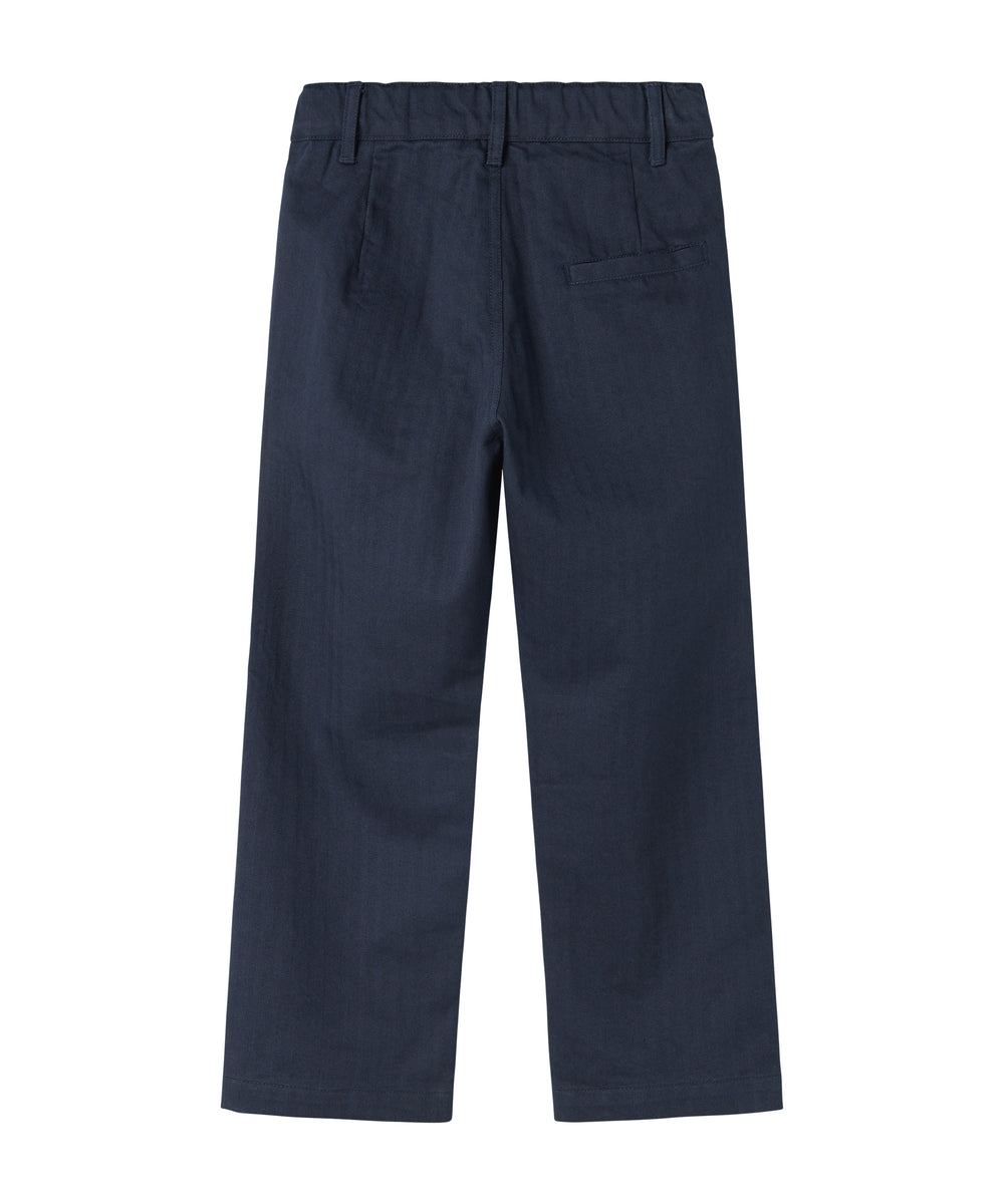 Mørkeblå festbukser med knaplukning og lommer til børn