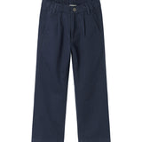 Mørkeblå festbukser med knaplukning og lommer til børn