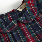 Mørkeblå grøn og rød ternet julekjole med krave og lange ærmer til børn