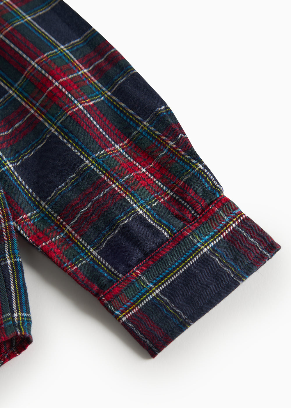 Mørkeblå, grøn og rød ternet juleskjorte med lange ærmer til børn