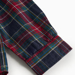 Mørkeblå, grøn og rød ternet juleskjorte med lange ærmer til børn