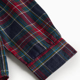 Mørkeblå, grøn og rød ternet juleskjorte med lange ærmer til børn