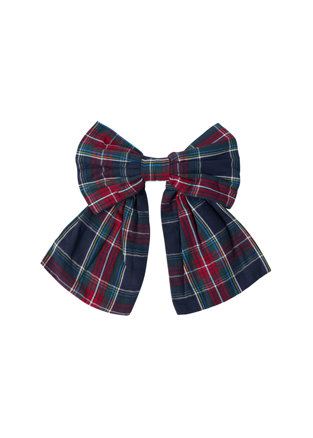 Ternet sløjfspænde i mørkeblå og rød ternet mønster med juleinspiration til børn