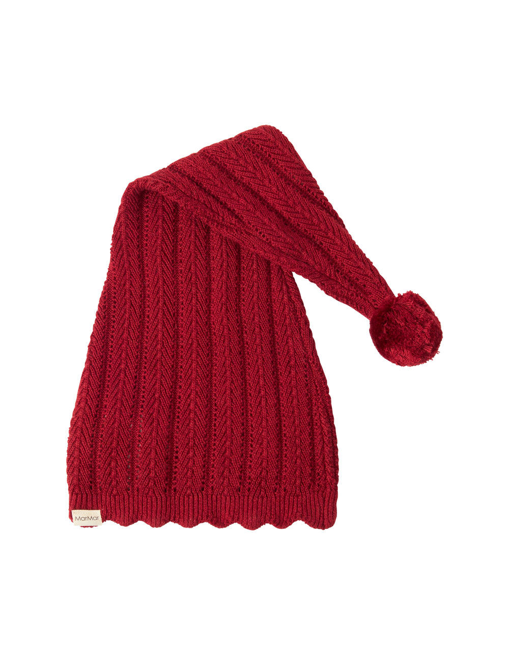 Red knitted Santa hat with tassel for baby