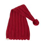 Rød strikket nissehue med kvast til baby