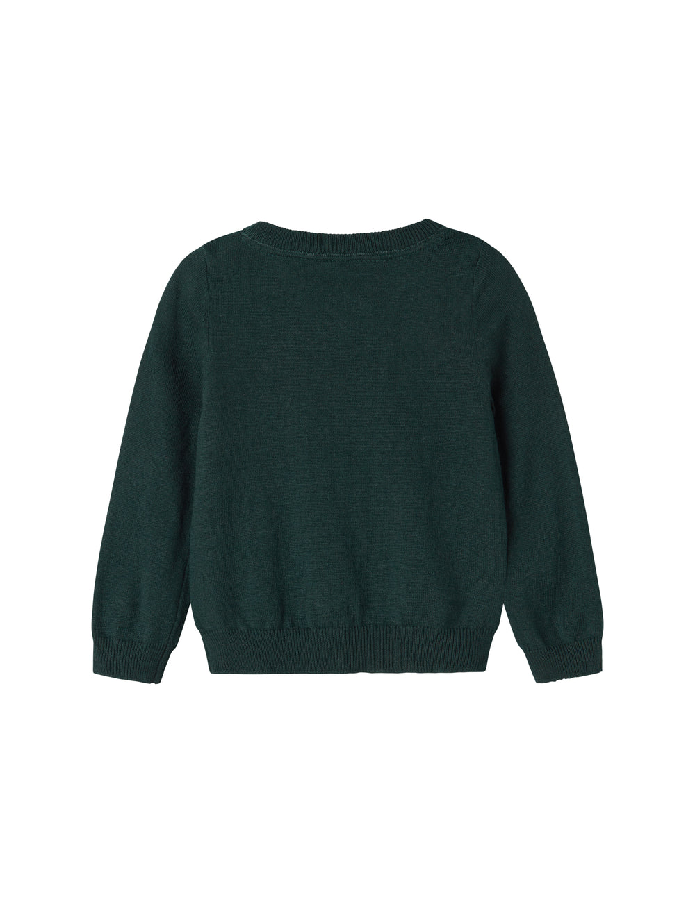 Strikket babybluse med ternet mønster i mørkegrøn