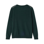 Strikket bluse med ternet mønster i mørkegrøn til børn